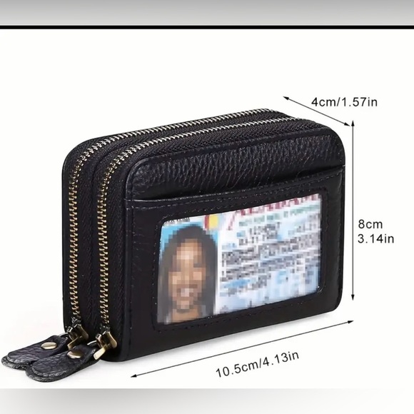 NWOT Ciephia Women’s Black RFID Leather Wallet Credit Card Slips Two Zip Closure - Picture 6 of 12